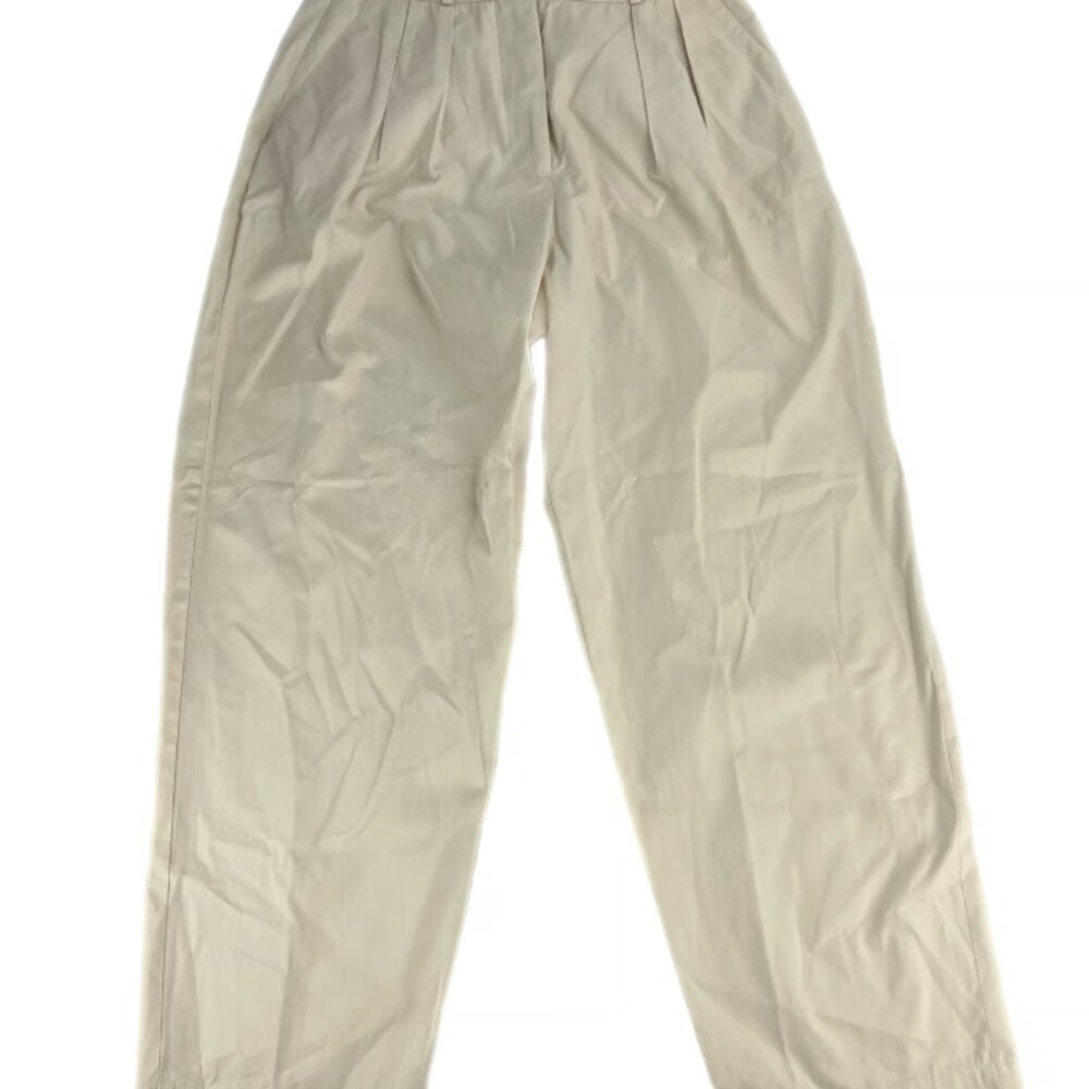 Zara Women’s Pleated High Waist Pants Beige Cream Trousers